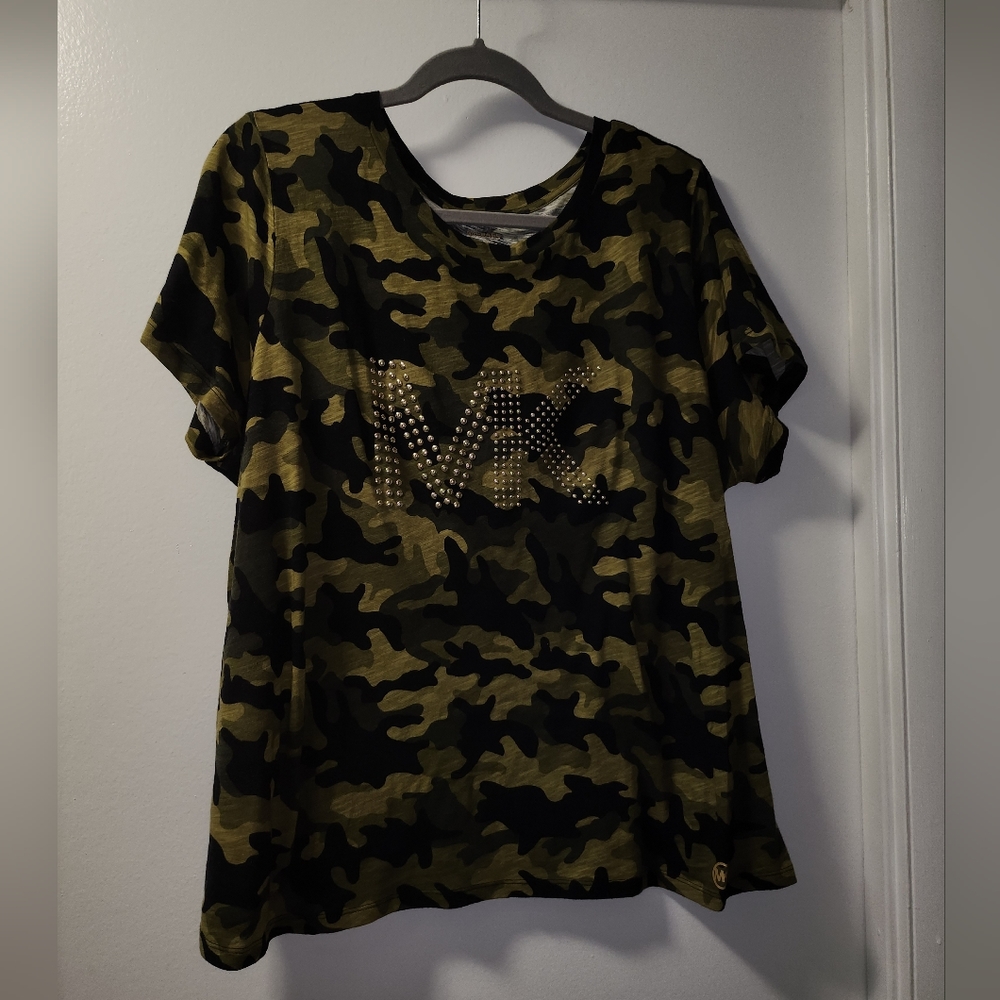 Michael Kors Green Army Fatigue pattern tee shirt